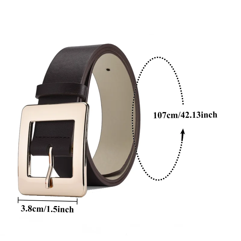 Fashionable Alloy Buckle Versatile Minimalist Solid-Color Decorative Belt Trendy Elegant High-End Women’s Belt for Jeans