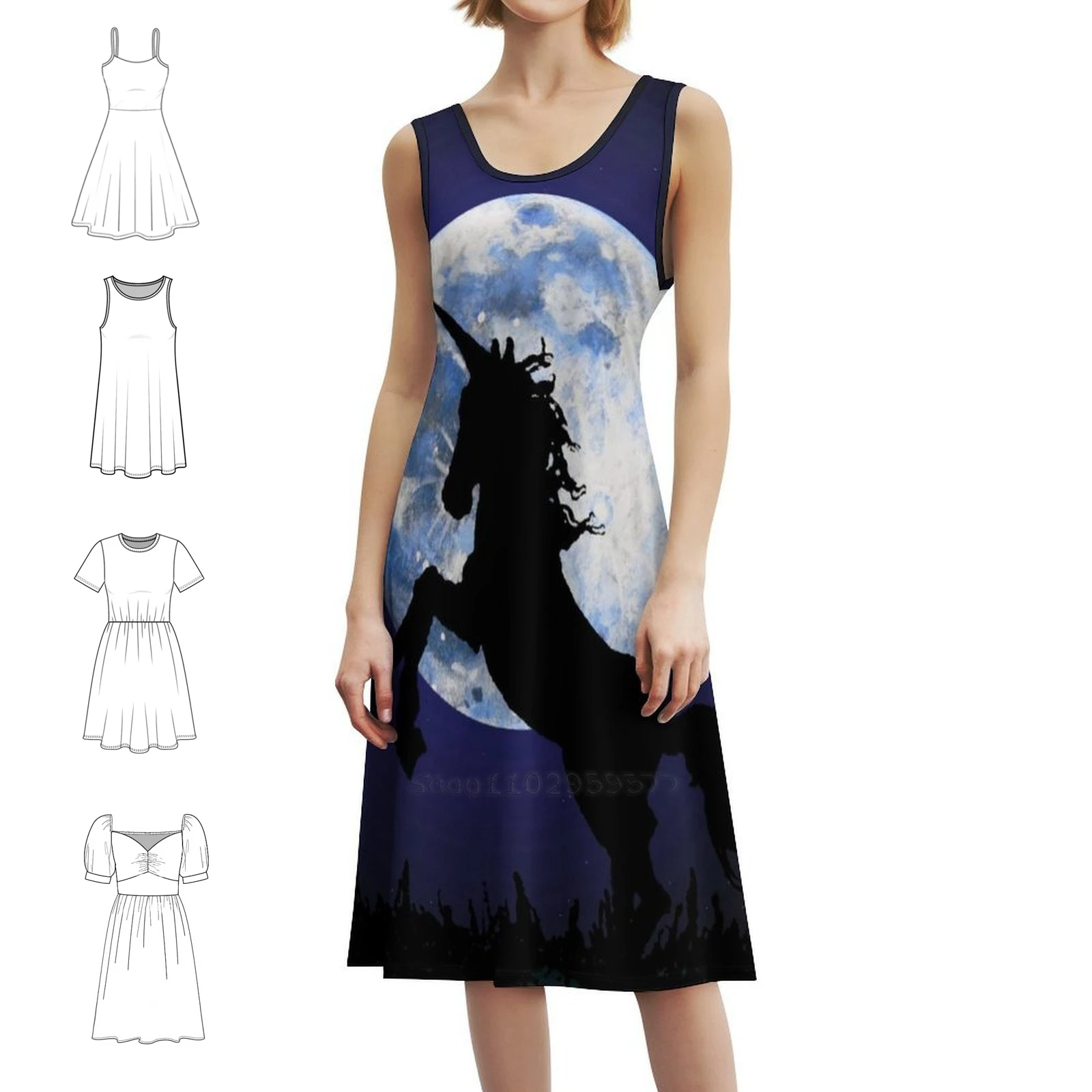 

Женское уличное праздничное платье с единорогом, модная клубная одежда с принтом для женщин, милые волшебные забавные вечерние платья с единорогом и луной