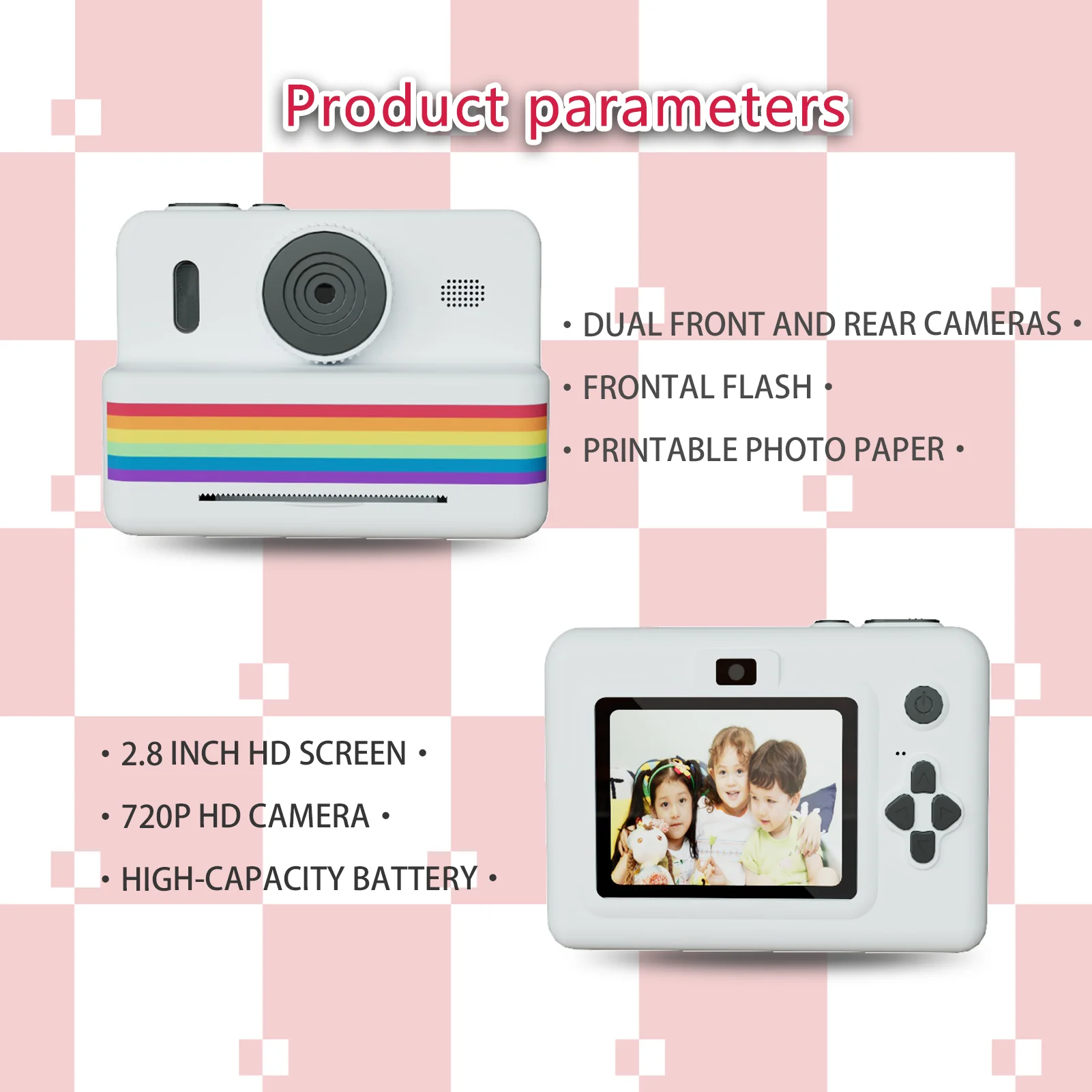 Kids Camera Instant Print with Printing Photo Paper, Christmas & Birthday Toys Gifts for Girls Aged 3-13, Toddler Digital Camera