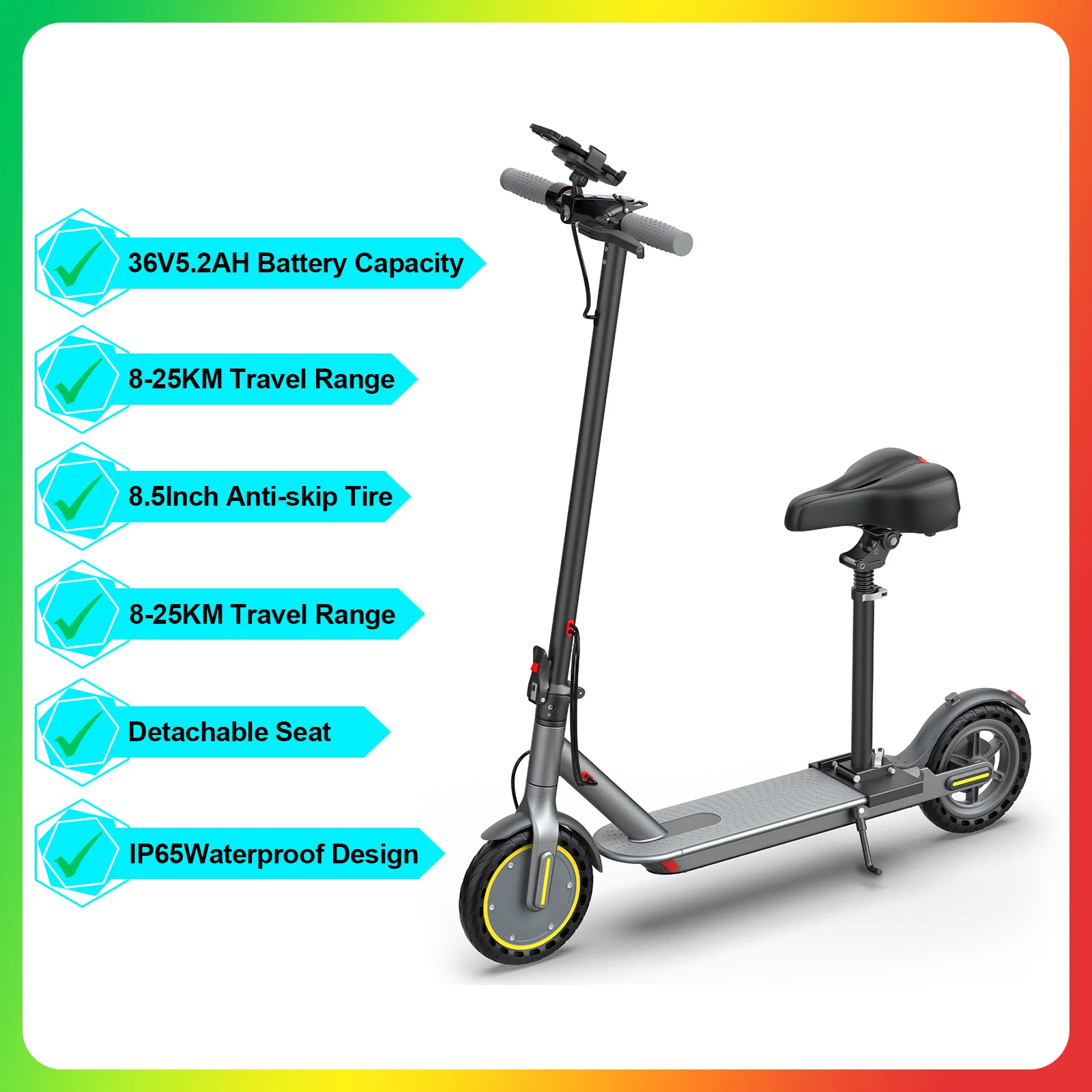NIEUWE 2026 JUICEASE LP01 Elektrische Scooter met Zitje 36V 8-25KM Bereik Waterdichte Scooter Elektrische Scooter 8.5" Anti-slip Band Geschikt voor Alle Terrassen