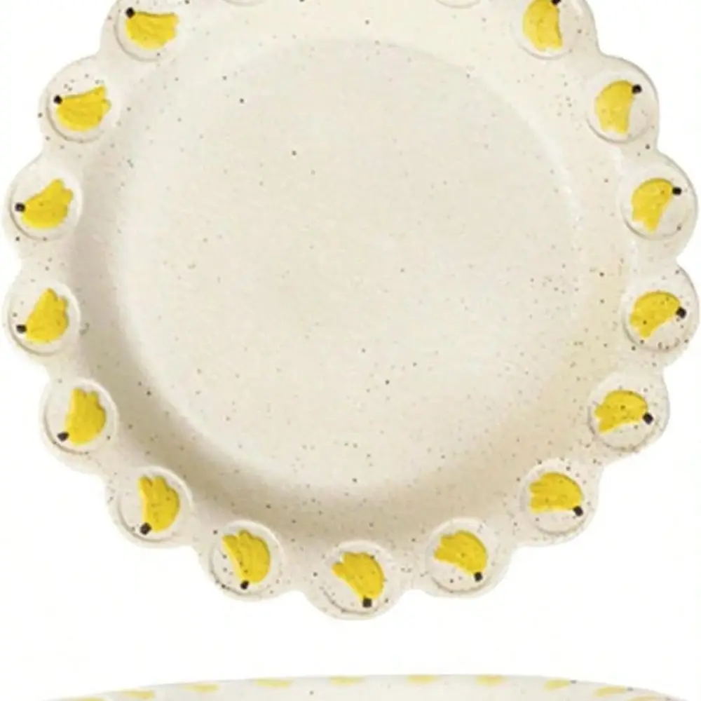 10.25 Inch Ceramic Dinner Plate With Hand-Painted Banana Design \U2013 Matte Glazed Stoneware Dish, Microwave & Oven, Drati