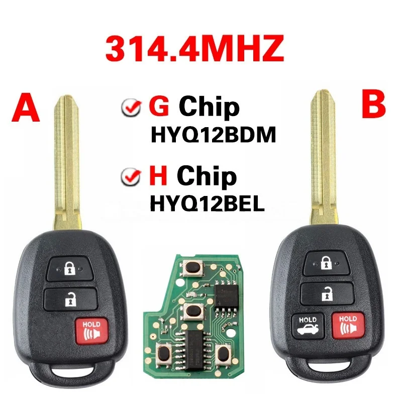 

Suitable for 2012+ Toyota Camry straight car key HYQ12BDM HYQ12BEL G/H chip