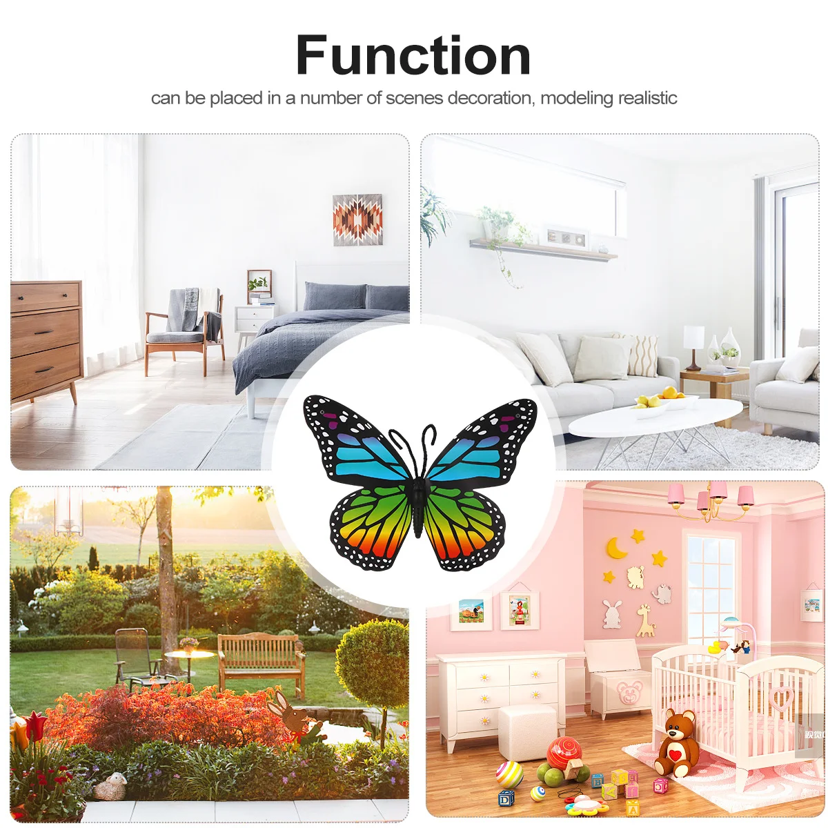 

Colorful 3D Butterflies Stickers Plastic Handcrafts Decor For Wall Fridge Room Home Diy Bonsai Flowerpot Garden Vase 40Cm Easy