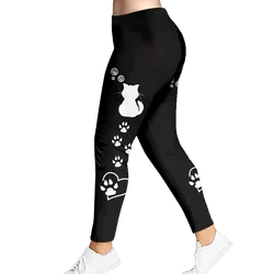 Śliczne legginsy z nadrukiem kota Spodnie do jogi Streetwear Kobiety Wysoka talia Legginsy gimnastyczne Kobiety Seksowne rajstopy Push Up Spodnie sportowe Miękkie