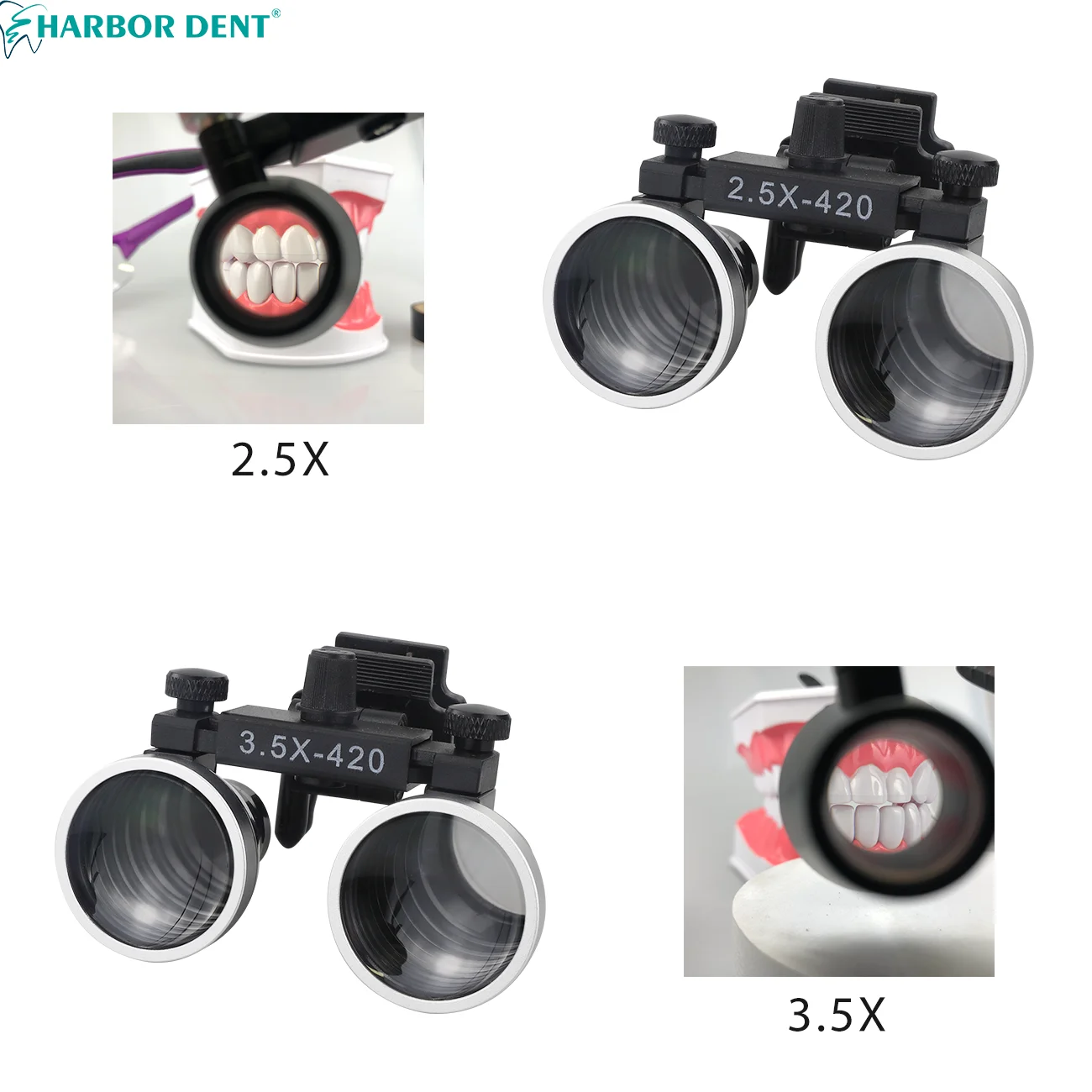 عدسة بصرية للأسنان مجهر 2.5X 3.5X مع مشبك عدسة مكبرة قابلة للتعديل لجراحة الأنف والأذن والحنجرة الطبية عن طريق الفم لوبا