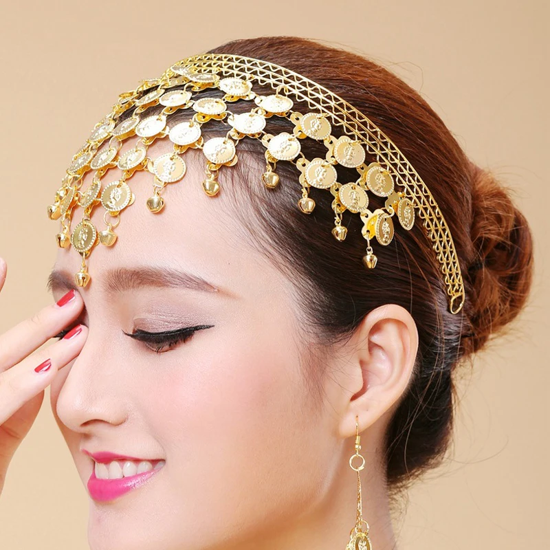 

Indian Belly Dance for Women Dance Jewelry Headdress Gold Silver Hairpin Dance Jewelry Headdress Accessories Jewelry Set