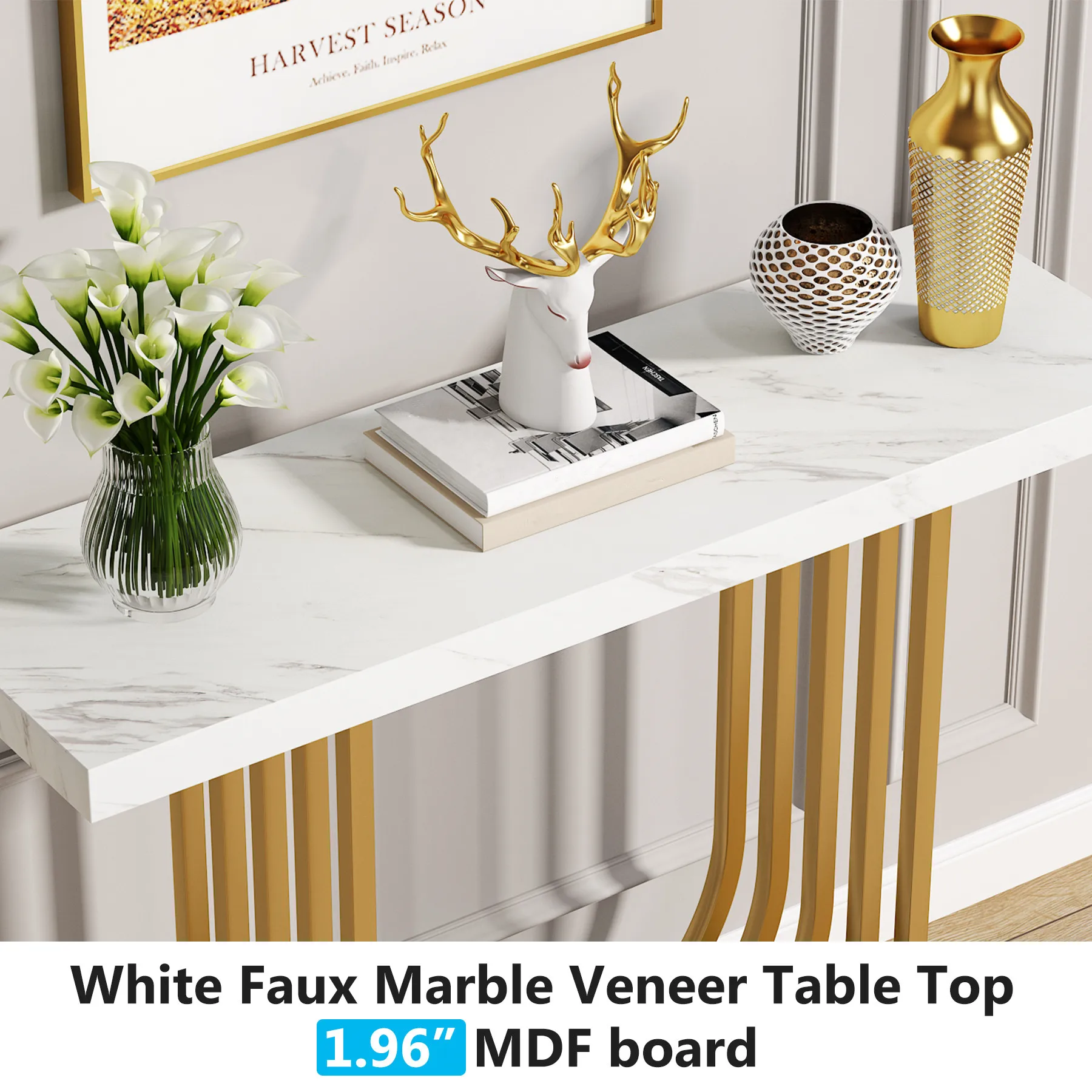 Tribesigns Console Table, console table modern luxury with U-Shaped Base