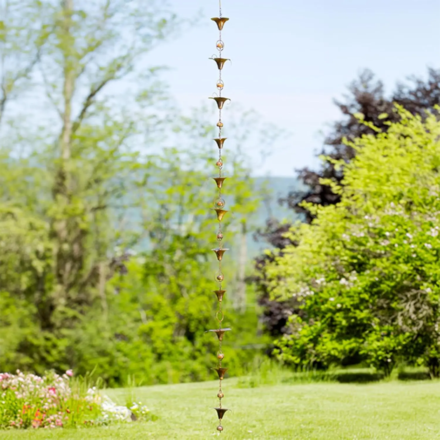 Calla Lilies and Bells Rain Chain, Flamed Copper Colored, Customized