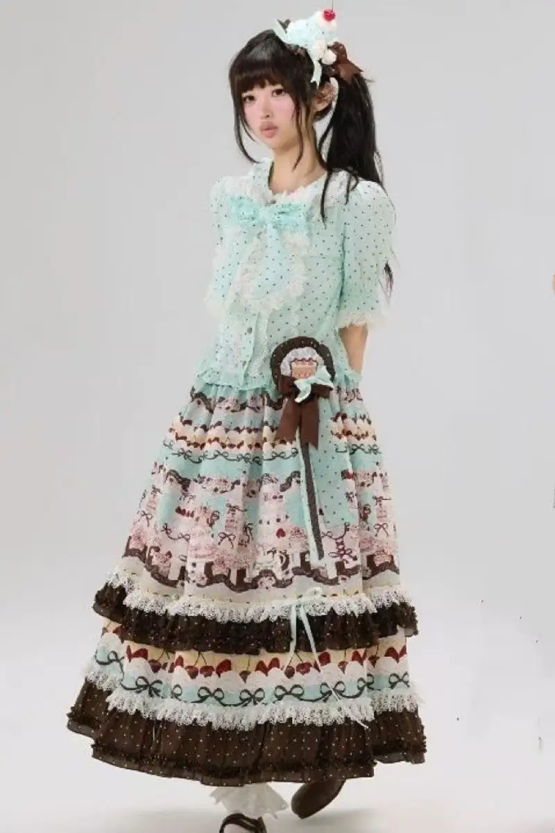 High-end Autumn 2026 Trend Sweet Long Skirts For Women's A Line Patchwork Mid-length Party Skirts Faldas Woman Clothing