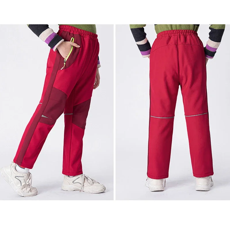 children-pants-trekking-hiking-outdoor-softshell-windproof-warm-with-fleece-lining-rain-functional-skiing-trousers