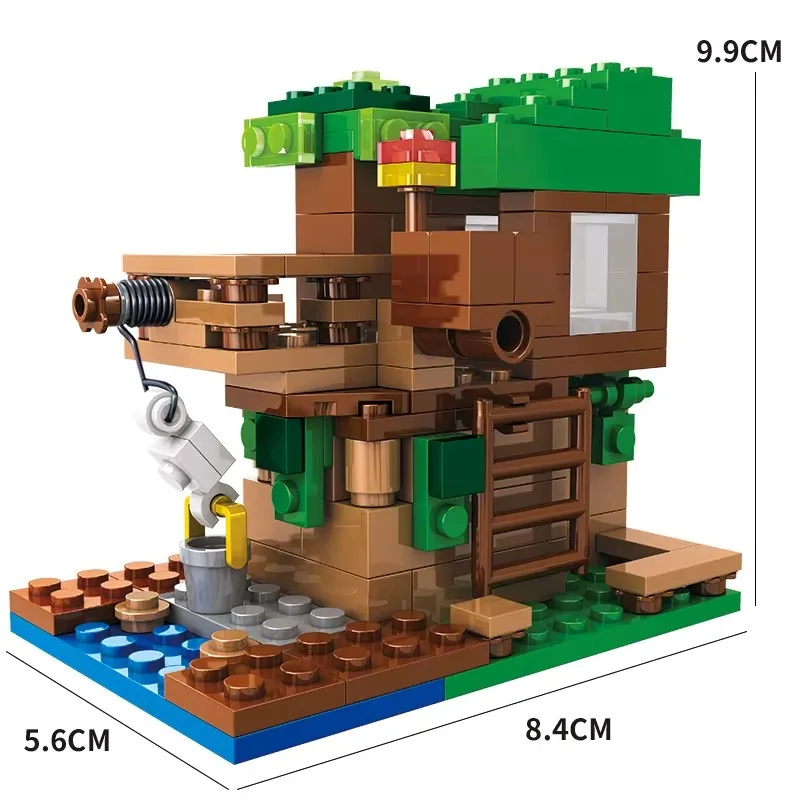 My World Tree House Building Blocks Set - Children's DIY Bricks Toy Gift with 3 Mini Figures 1 Bag