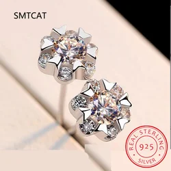 Real 1 Carat D Color Moissanite Earrings For Women 100% 925 Sterling Silver Snowflake Earring 2022 Trend Wedding Jewelry
