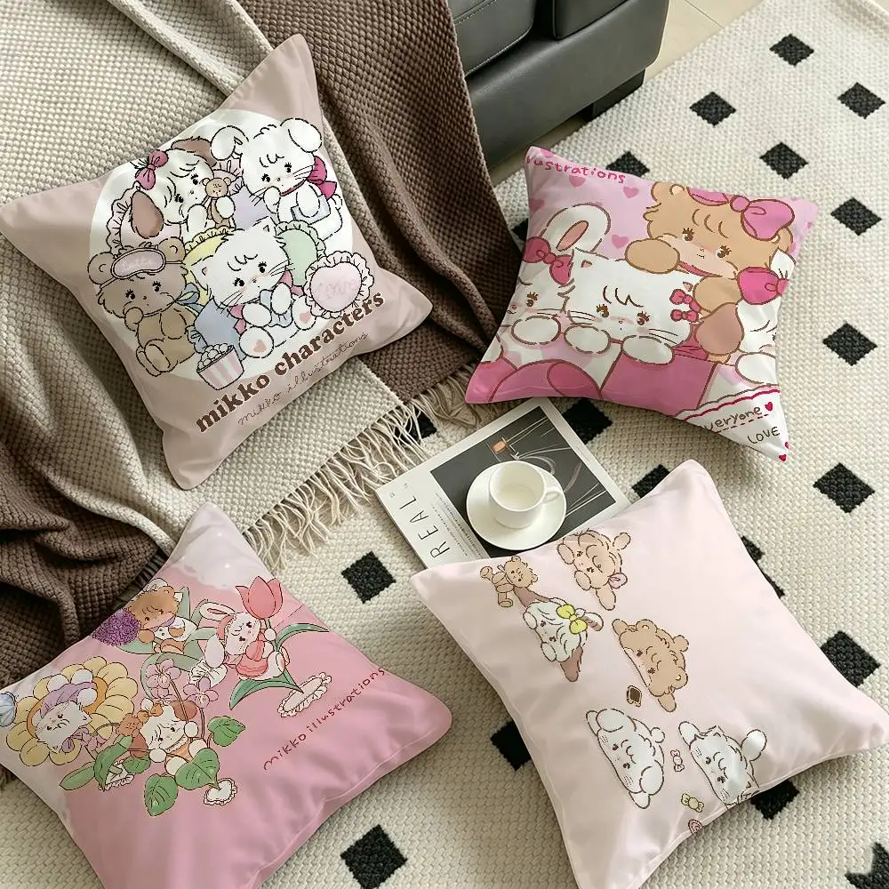 Cute Cat Mikko I-illustrations Cushion Cover Pillowcase Upholstery Sofa Throw Pillow Home Decor Pillowcas