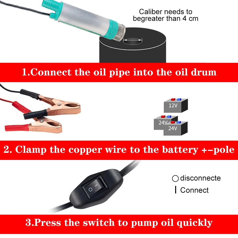 30L/دقيقة صغيرة لضخ زيت الديزل المياه غاطسة مقشر سبائك الألومنيوم نقل الوقود 12 فولت سيارة كهربائية تيار مستمر مضخة التزود بالوقود