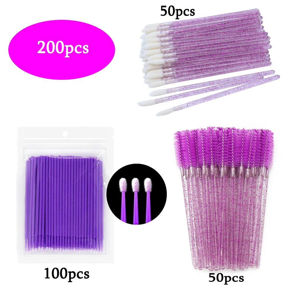 200 Pcs Disposable Makeup Brushes For Eyelashes Eyebrows Lip Tools Set Microbrush Swab Crystal Mascara Wand Supplier