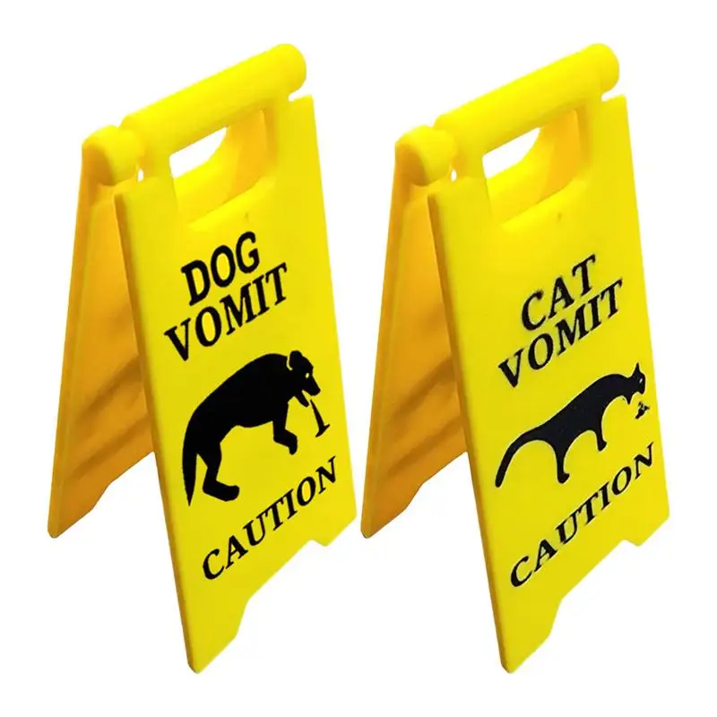 3D Printed Cat Vomit Sign Funny Cat Dog Warning Sign Decoration plastic Wet Floor Warning Sign for Safety Bathroom Living Room