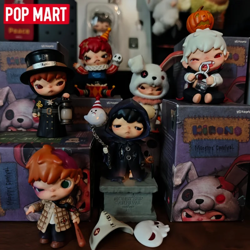 Neue Original POPMART Hirono Monsters' Carnival Serie Blind Box Desktop Szene Dekoration Spielzeug Modelle Mystery Box Halloween Geschenke