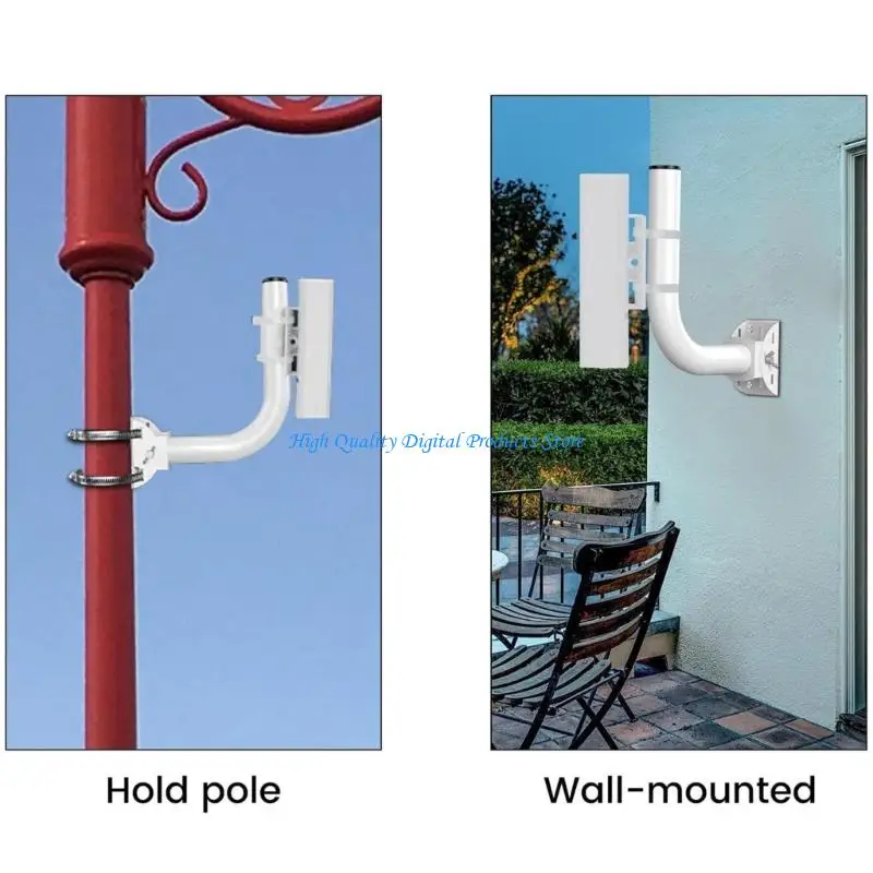 U2JE Camera and Outdoor Mounting Bracket White Metal J Poles Support with Wall Plate for Wireless Bridge Device Installation and