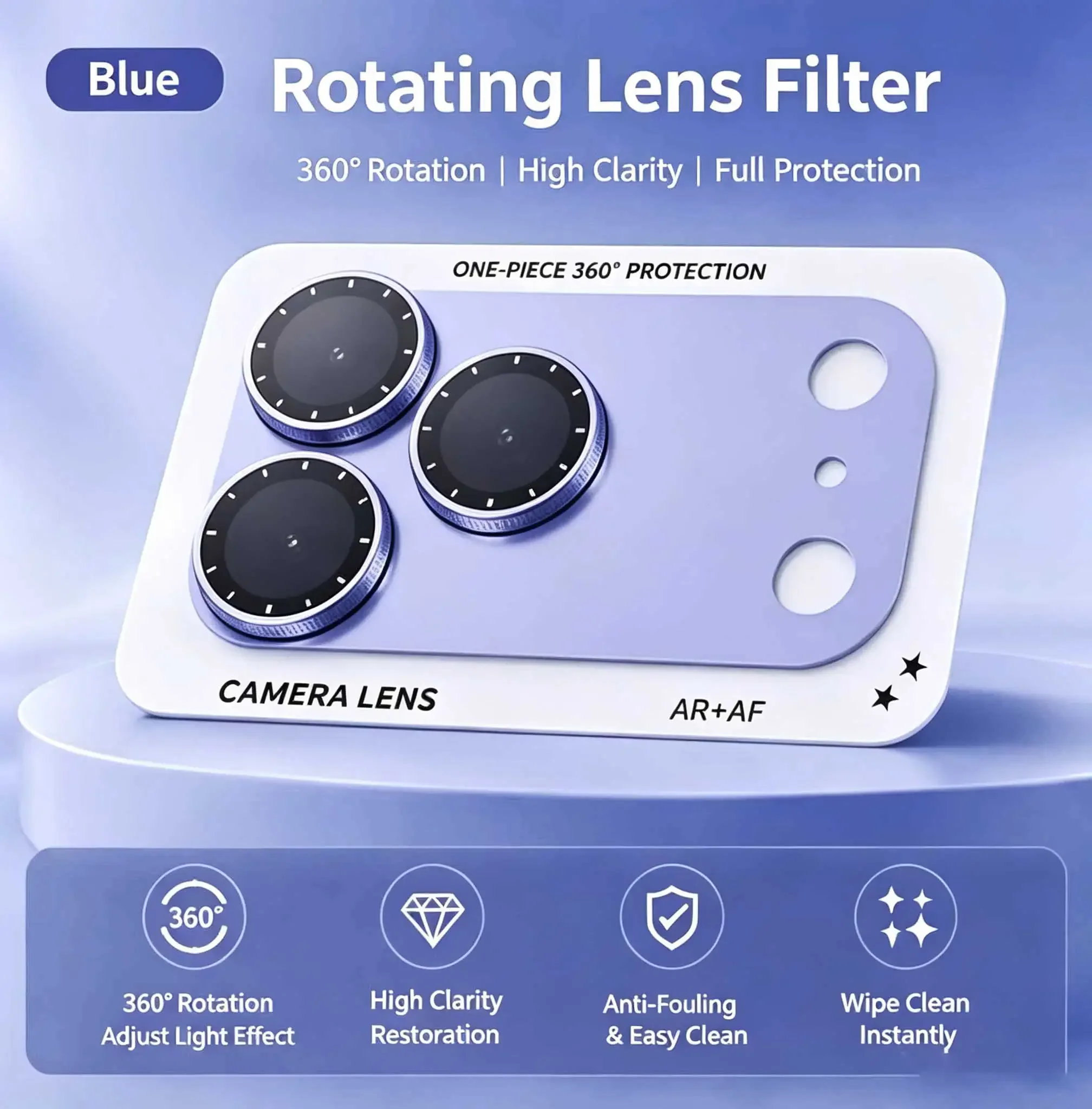 360° Rotation Adjustable Light Effect Camera Lens Filter For IPhone 18 17 Pro Max 17 18 Pro Instantly Anti Collision Lens Cover