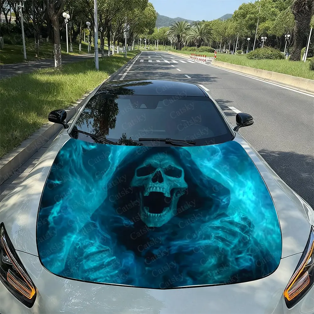 

Terrifying And Screaming Skeletons Car Hood Packaging - PVC Vinyl Stickers, Car Graphic Cover Stickers, Fashionable Truck Acces