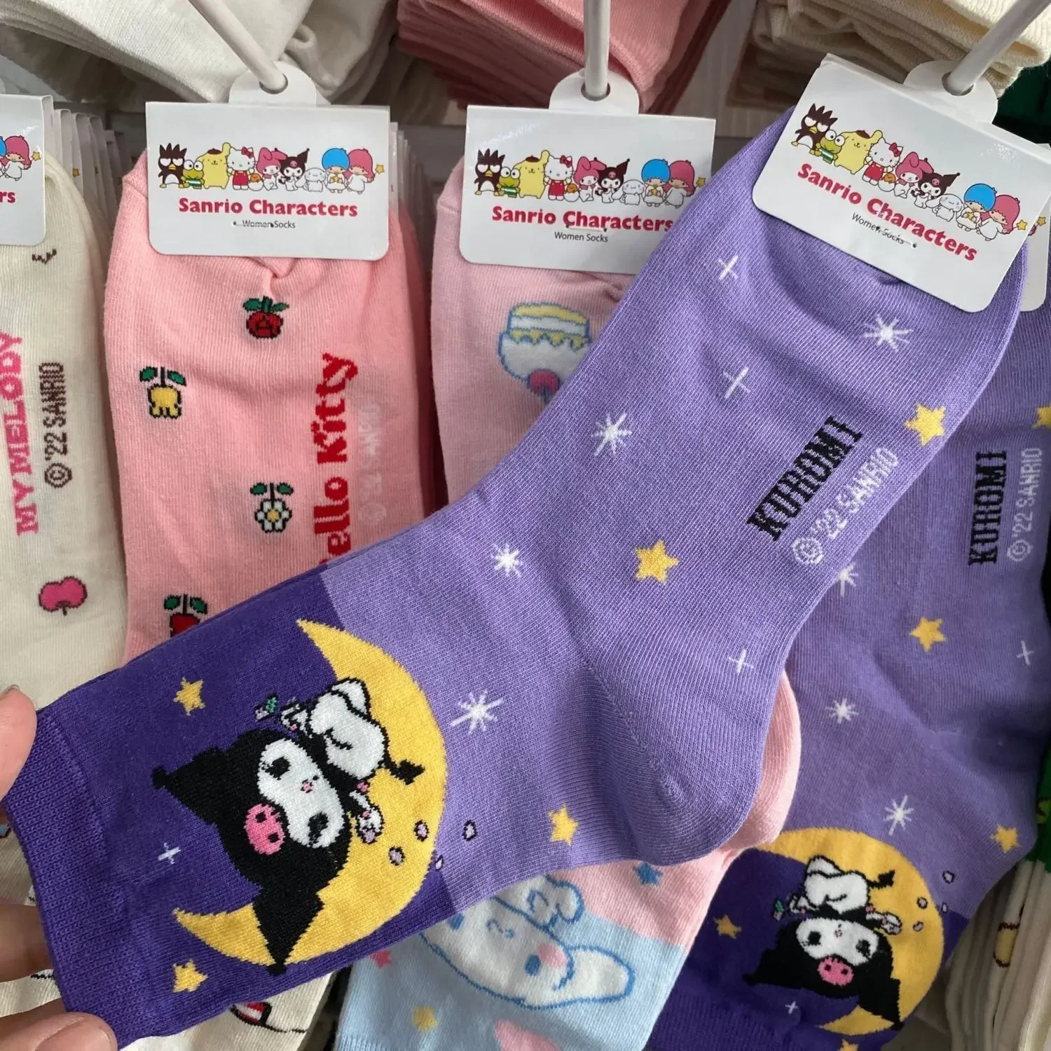 Sanrio Hello Kitty Kuromi Melody Socks Cartoon Cotton Mid-calf Cinnamoroll Women Girls Socks Kawaii Fashion Sock Christmas Gifts