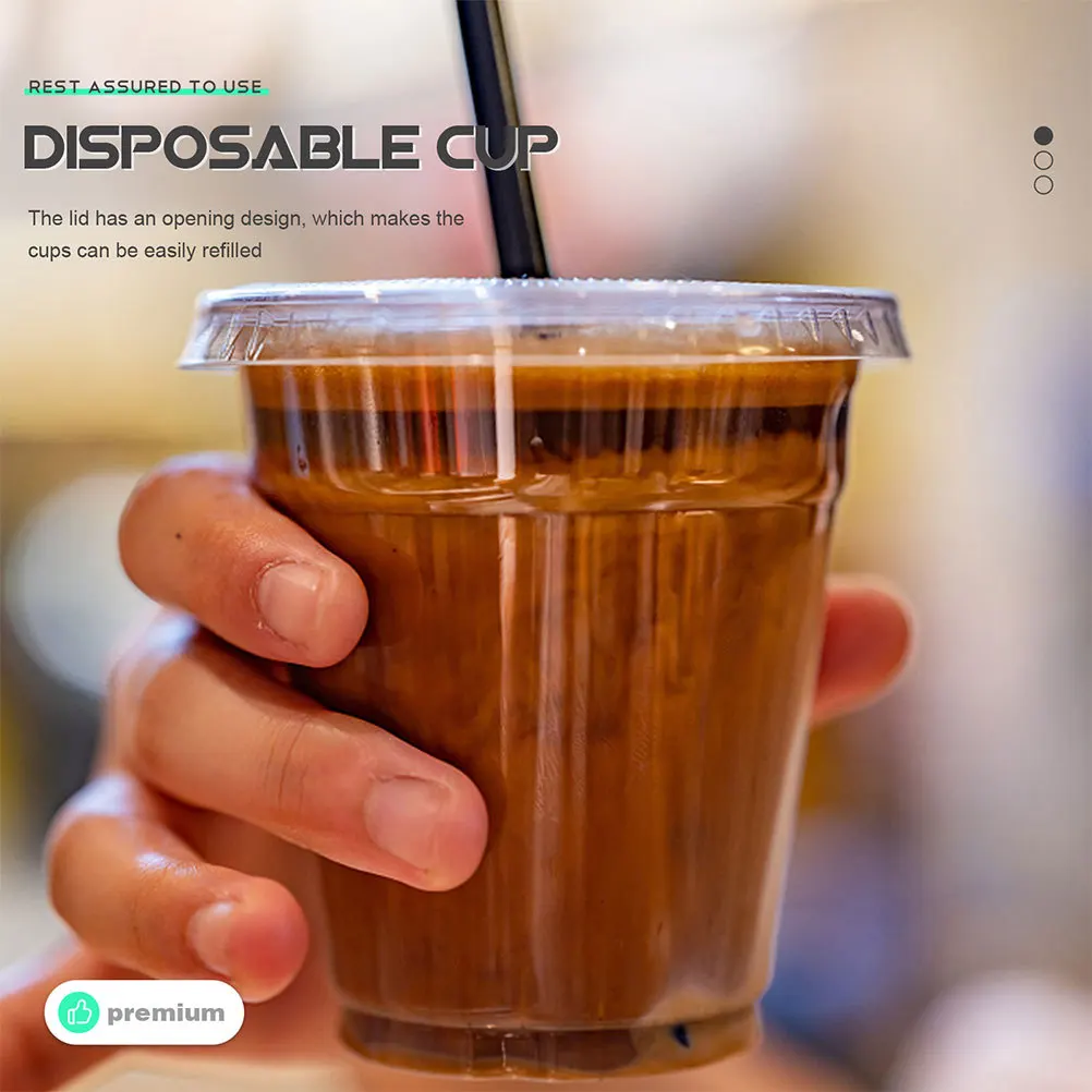 

100Pcs Disposable Clear Cups with Lids Plastic Beverage Cups for Cold Drinks Juice Smoothies Bubble Tea Plastic Cup