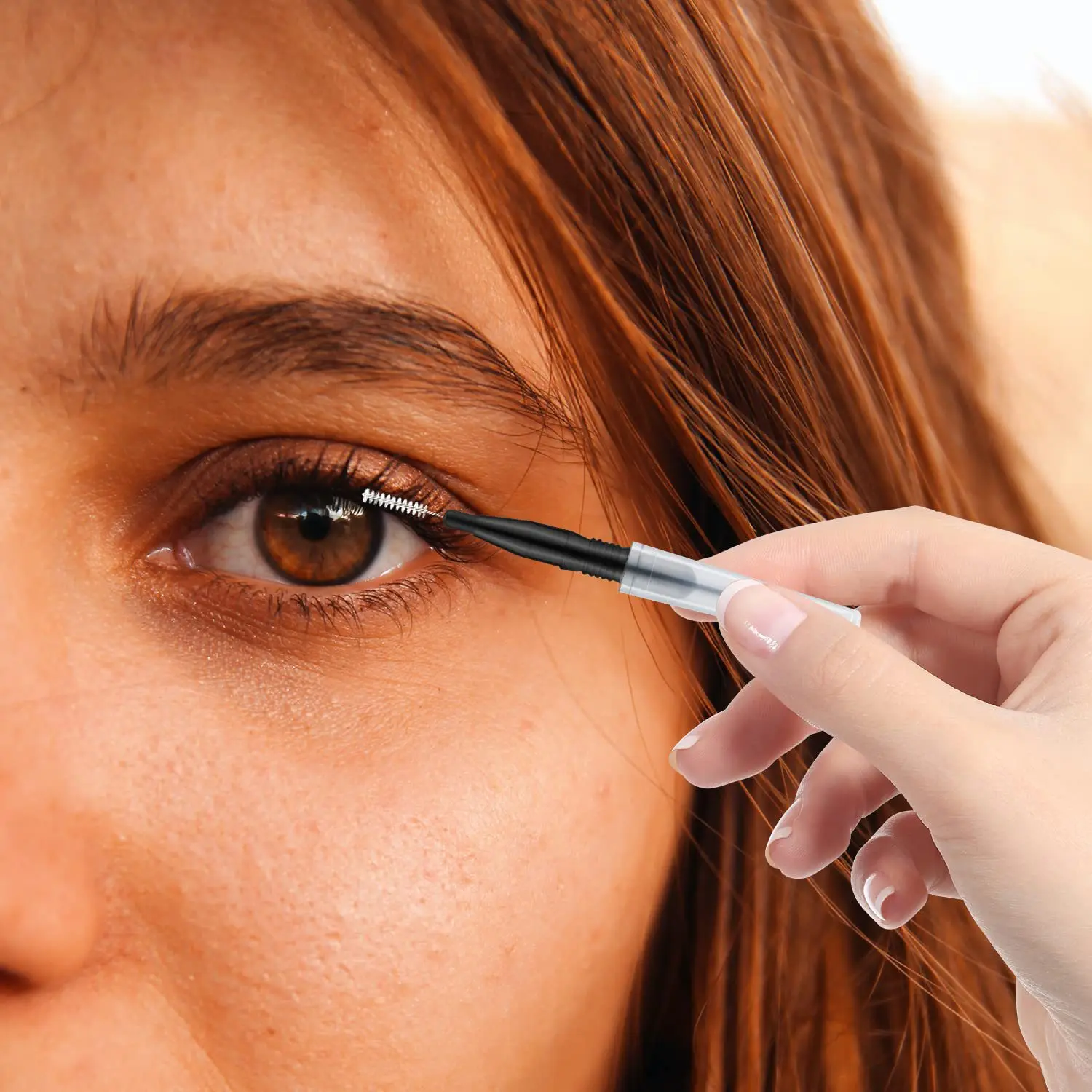 Micro brosse à sourcils avec capuchon, brosse à cils multifonctionnelle, peigne à mascara, 20 pièces