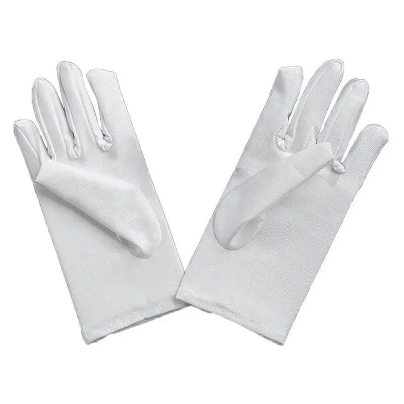 Childrens Gloves White Short Satin Texture Childrens Dance Stage Accessories Wedding Flower Gloves Wedding Dress Accessories