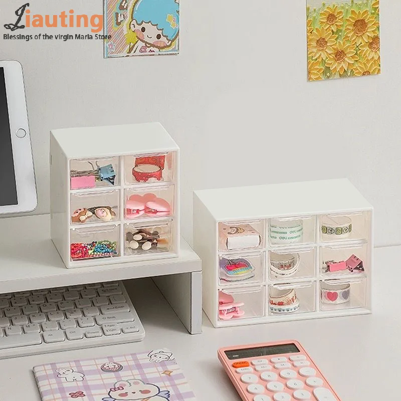 Transparent Storage Drawers Plastic Earring Jewelry Organizer Drawers Boxes Mini Drawer Desktop Organizer Stationery Storage