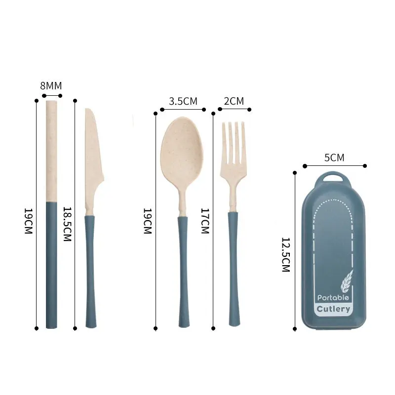 4Pack Reusable Travel Utensils Set With Case Portable Folding Cutlery Set for Picnic Camping Wheat Straw Spoon Fork Knife Straw