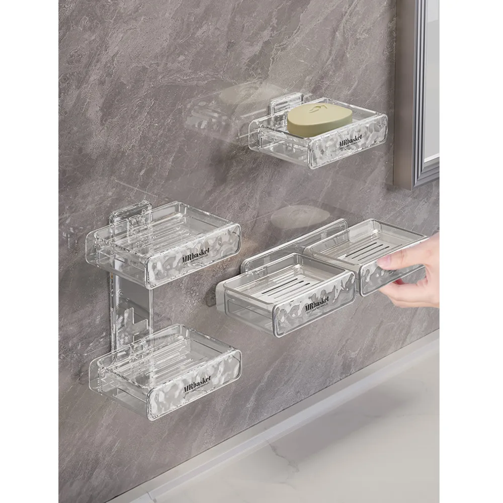 

Пластиковая Коробка для мыла без отверстий, настенный простой бытовой аксессуар для ванной комнаты, стеллаж для хранения дренажа, туалетного мыла, с узором в виде ледника