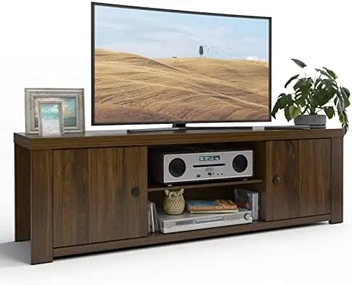 

Wooden TV Stand for 65-Inch TV, Classic Style TV Console Cabinet w/ 2 Cable Management Holes, Wide Countertop, Ample Space, Per