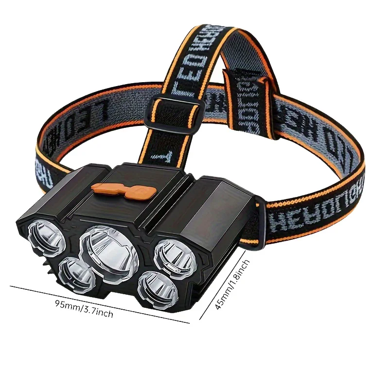 مصباح أمامي LED قابل لإعادة الشحن USB فائق السطوع 5 أوضاع عمل كشافات أمامية مقاومة للماء مثبتة على الرأس لصيد الأسماك الليلية والمشي لمسافات طويلة
