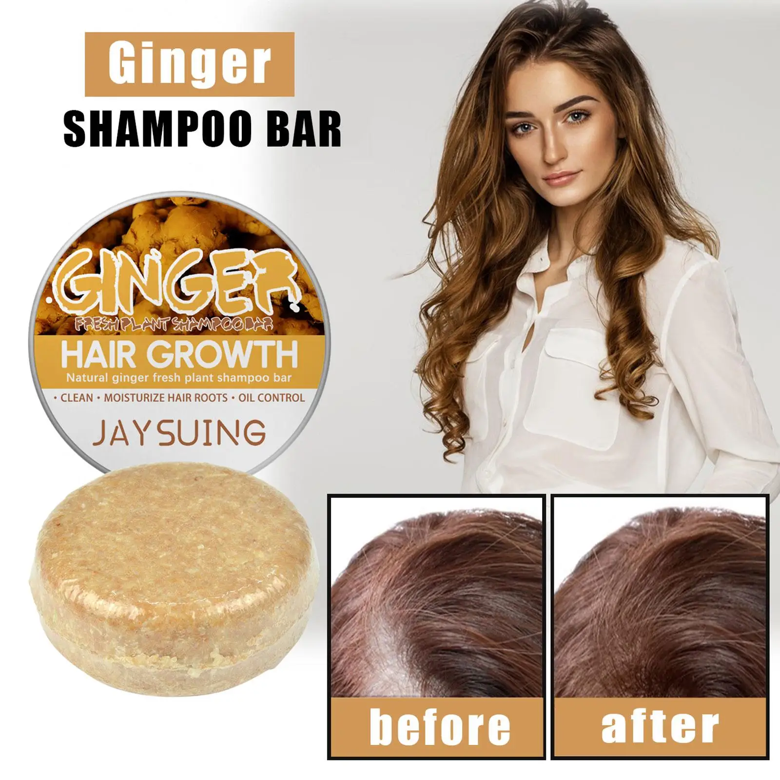 60g Ginger Shampoo Soap Water Silicone Oil Free Ginger Man Essential Pack Oil Shampoo Handmade Soap N1P0