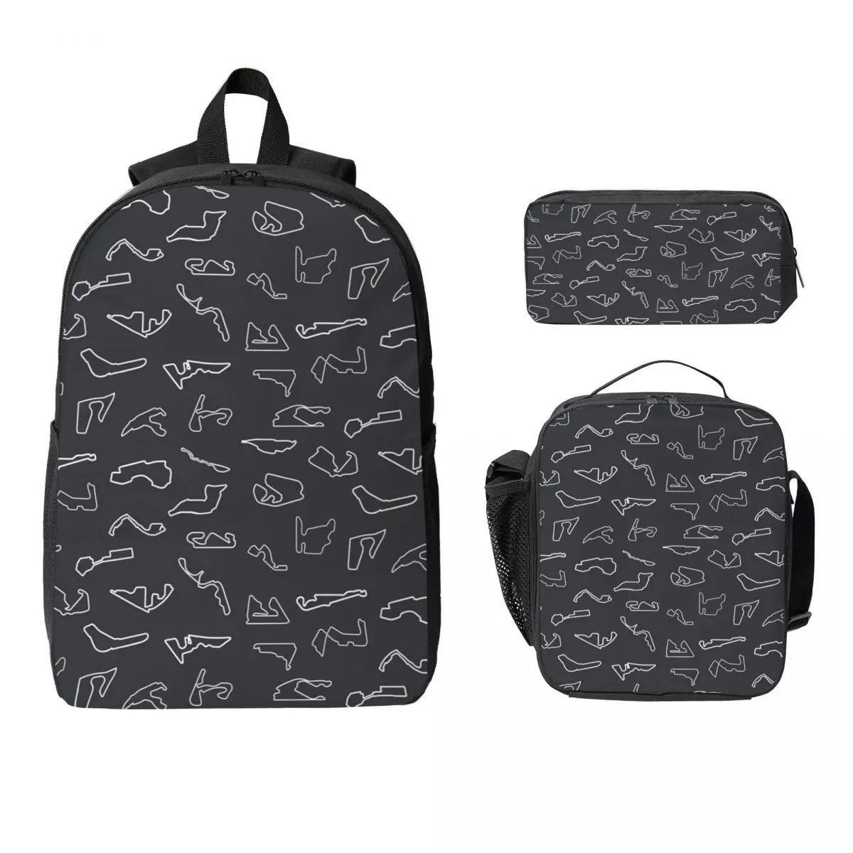 

All F1 Race Tracks Circuits Backpack Boys Girls BookBag School Bag Computer Shoulder Bags 3ps Insulated Lunch Bag Pencil Case
