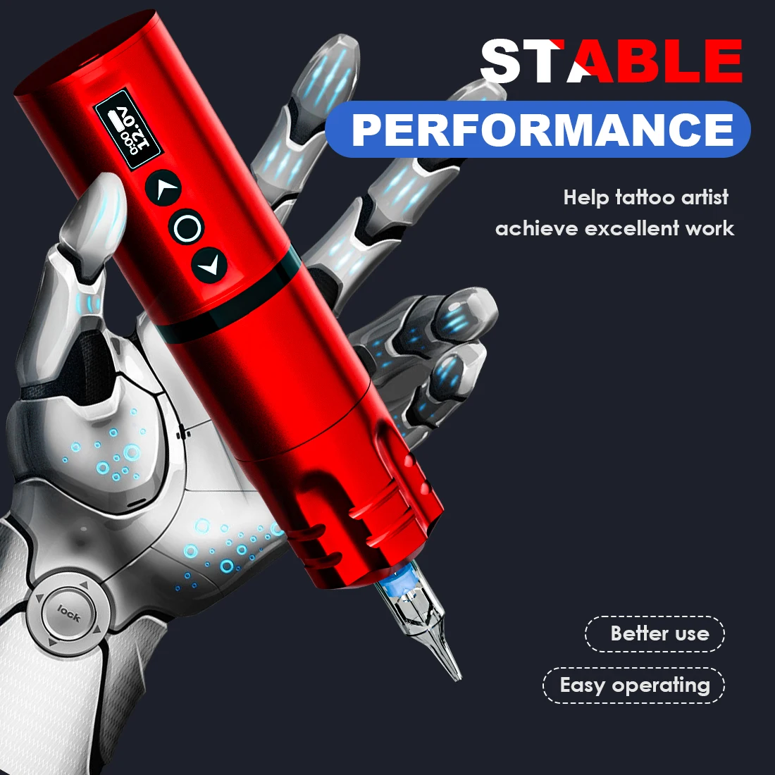 

Беспроводная ручка для татуировки, пистолет, роторная ручка, подсказка сильного запуска, 8-часовой срок службы батареи, мощный двигатель, умный дисплей