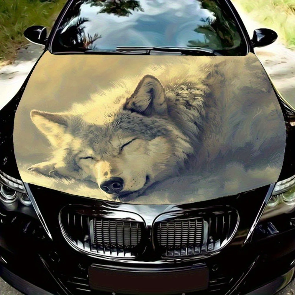 

The Grey Wolf Resting Car Hood Wrap Color Vinyl Sticker Truck Graphic Bonnet Auto Accessories Decor Decal Gift Easy To Disassemb