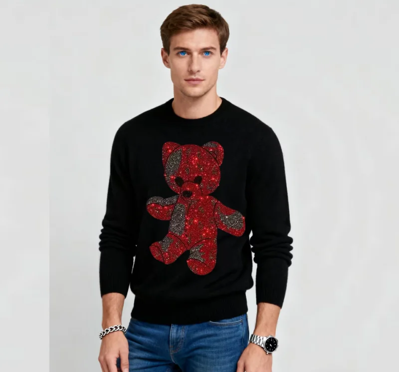 

2025 Brand Men Sweaters Eye-Catching Rhinestone-Accented Designer Men Sweaters Boost Your Outfit Style Easily