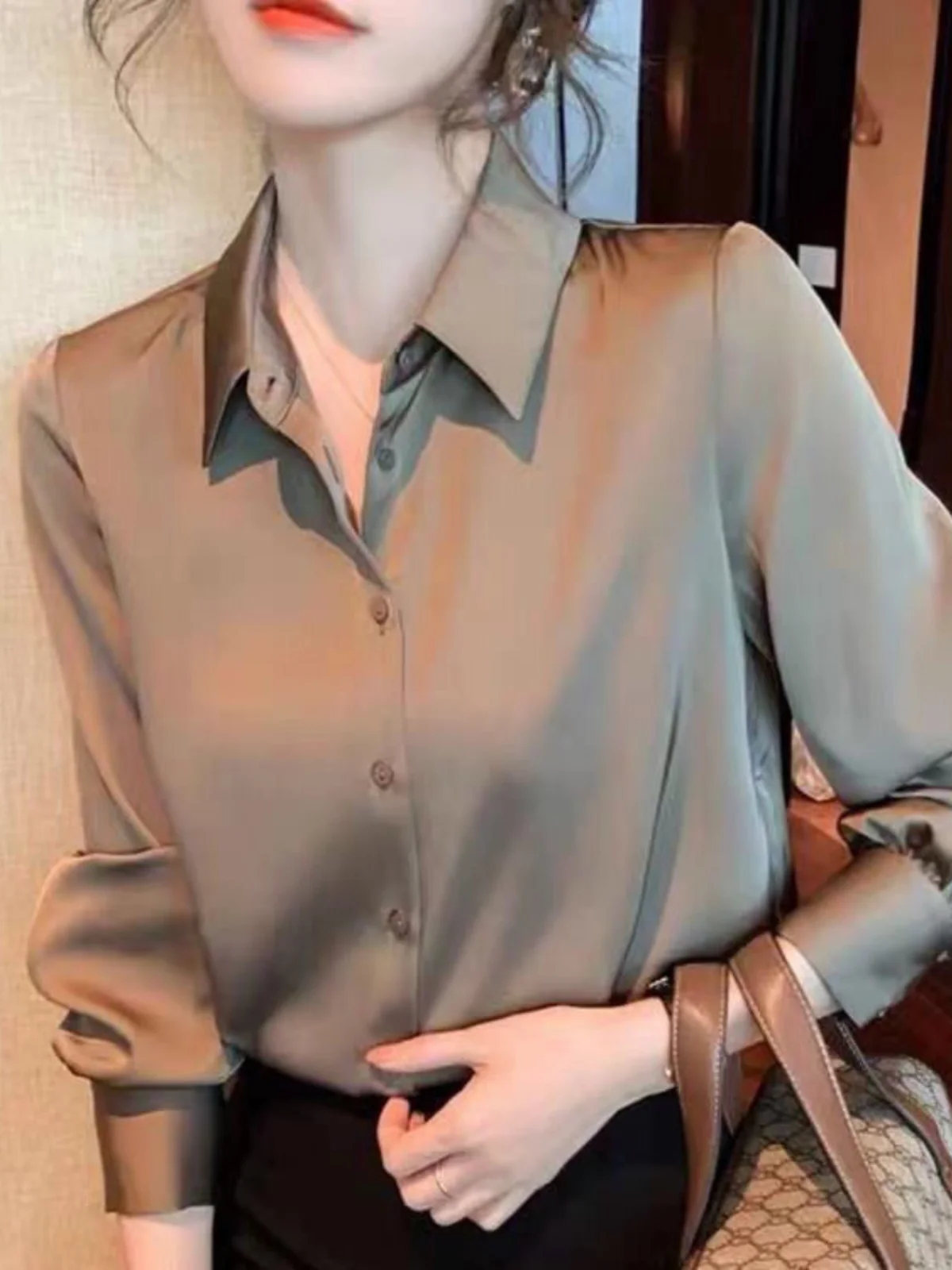 

Women's Shirt Solid Color Buttons Loose Blouse Women's Button Blouse Loose Korean 2024 News Tops Female Summer Spring S58