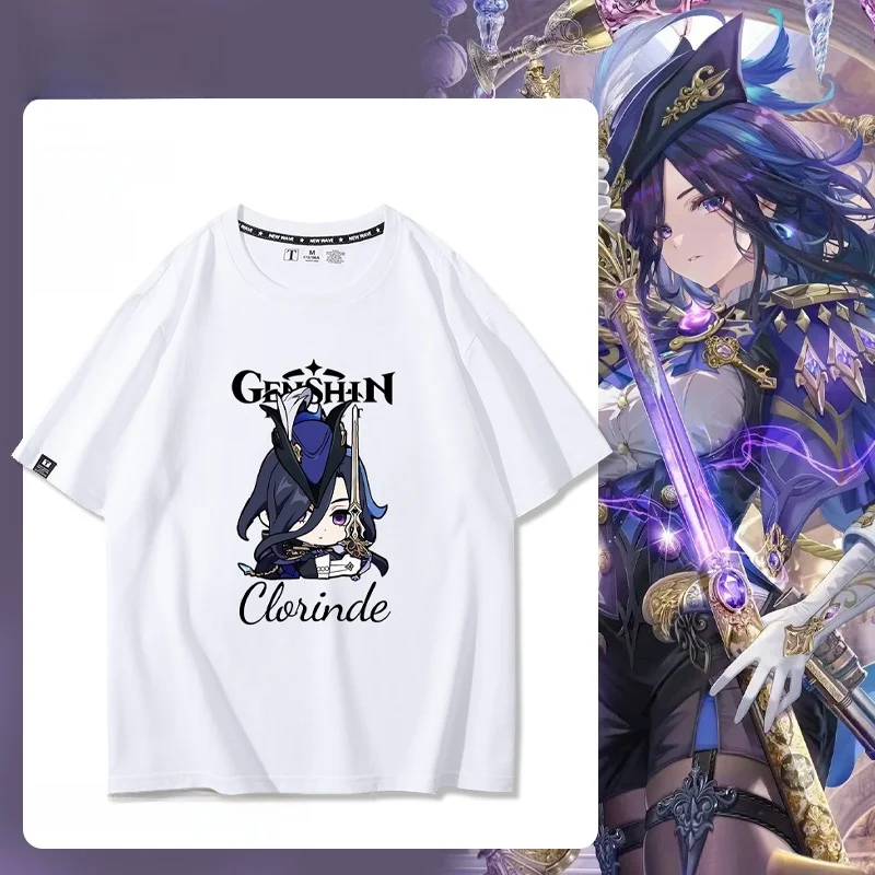 

Cartoon Q Version T-irt Collaborative ort Sve Youth Faion Cotton Game Theme Print Casual Tee for Teenagers