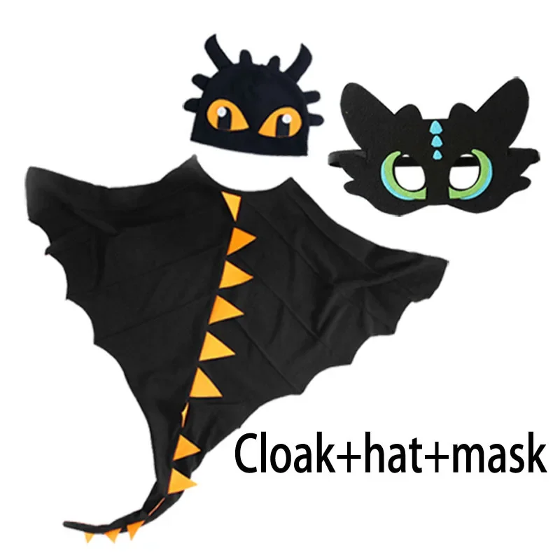 Dinosaur Cape Dragon Hooded Cloak for Kids Christmas Fancy Cape Mask Boys Girls Cosplay Costume Halloween Carnival Party