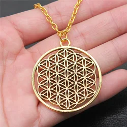 Vintage 2 Colors 47x42mm The Flower Of Life The Seed Of Life Pendant Necklace Long Chain Necklace Jewelry Accessories