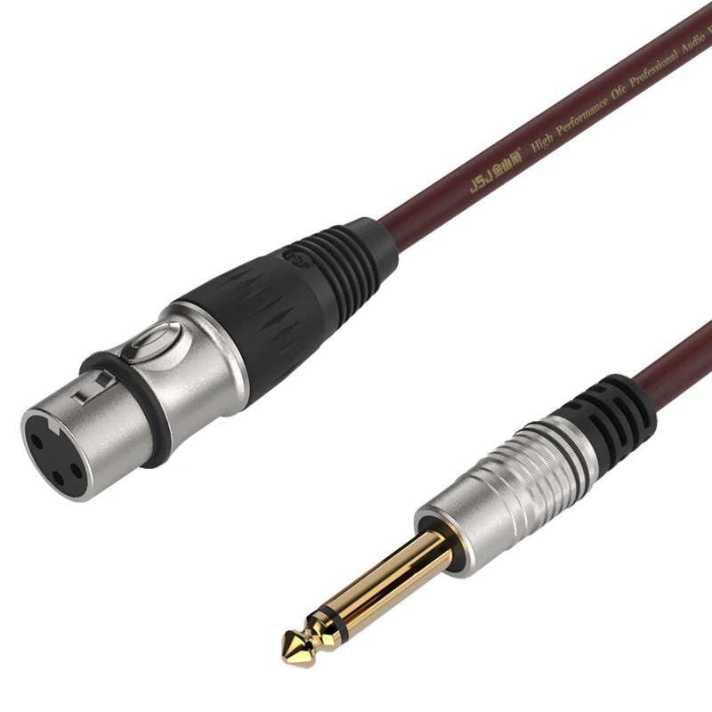 

6.35mm Large Dual-Pin Gold-Plated Male to XLR Female Microphone Cable, suitable for guitars, basses, amplifiers, mixing consoles