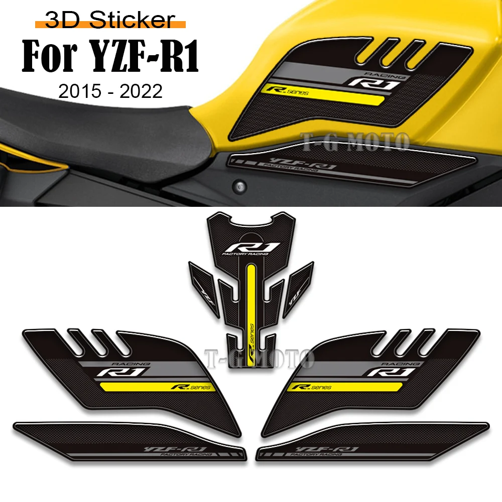 

For YAMAHA YZF-R1 YZF R1 YZFR1 Tank Pad Grips Motorcycle Protector Stickers Decals 2015 2016 2017 2018 2019 2020 2021 2022