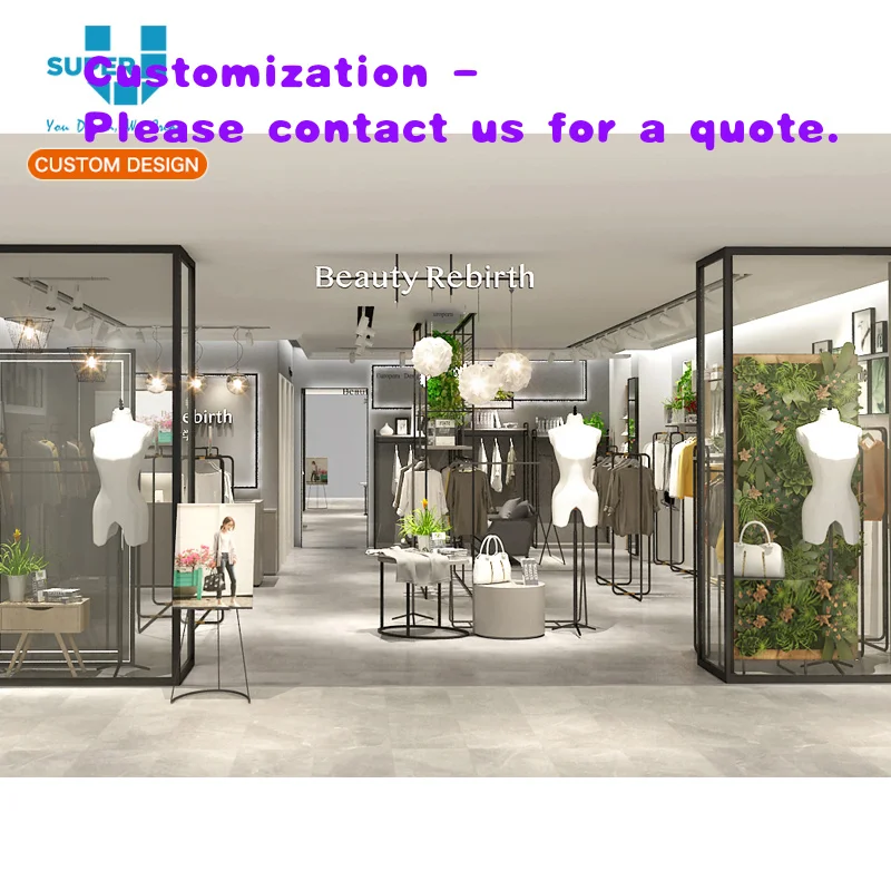 

custom.Modern Fashion Girls Clothing Shop Interior Design Customized Garment Metal Store Fixtures Fashion Clothing