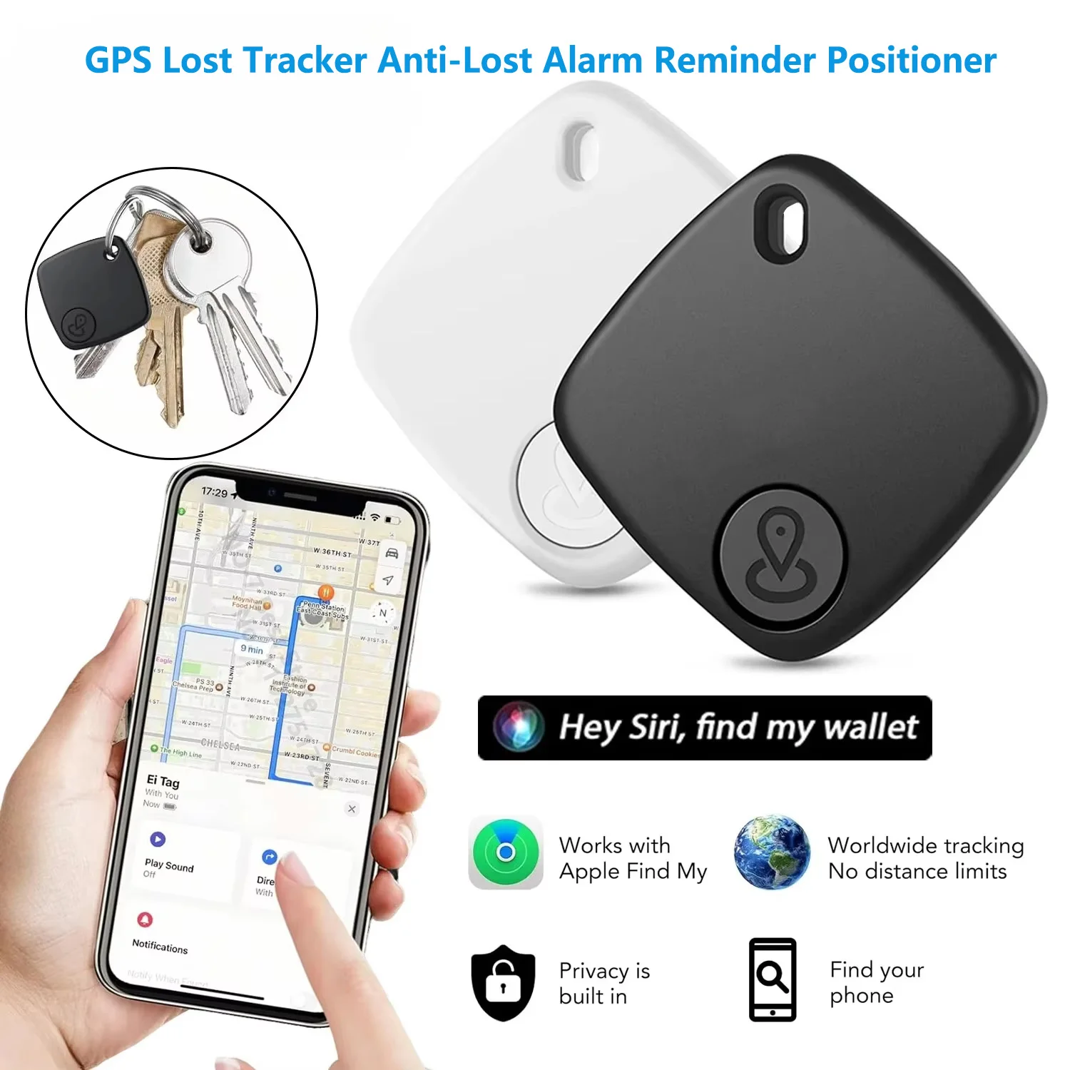 Bluetooth Mini Tracking Device for Apple Find My APP Smart Tag Kid Pet Car GPS Lost Tracker Anti-Lost Alarm Reminder Positioner