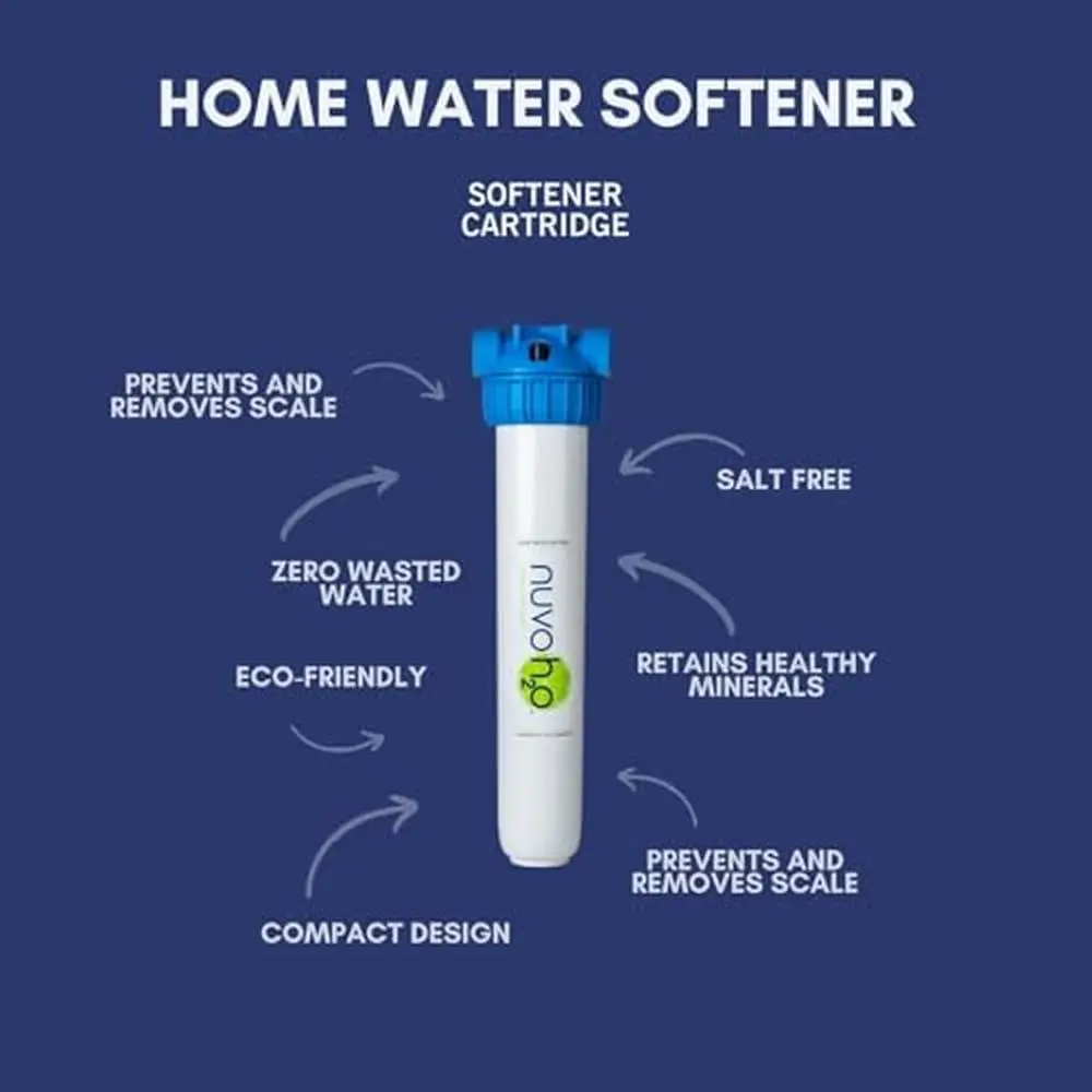 Water Softener System Cartridge Home Prevents Scale Buildup Eco-Friendly NSF Certified Fits Anywhere Lasts 6 Months Retains