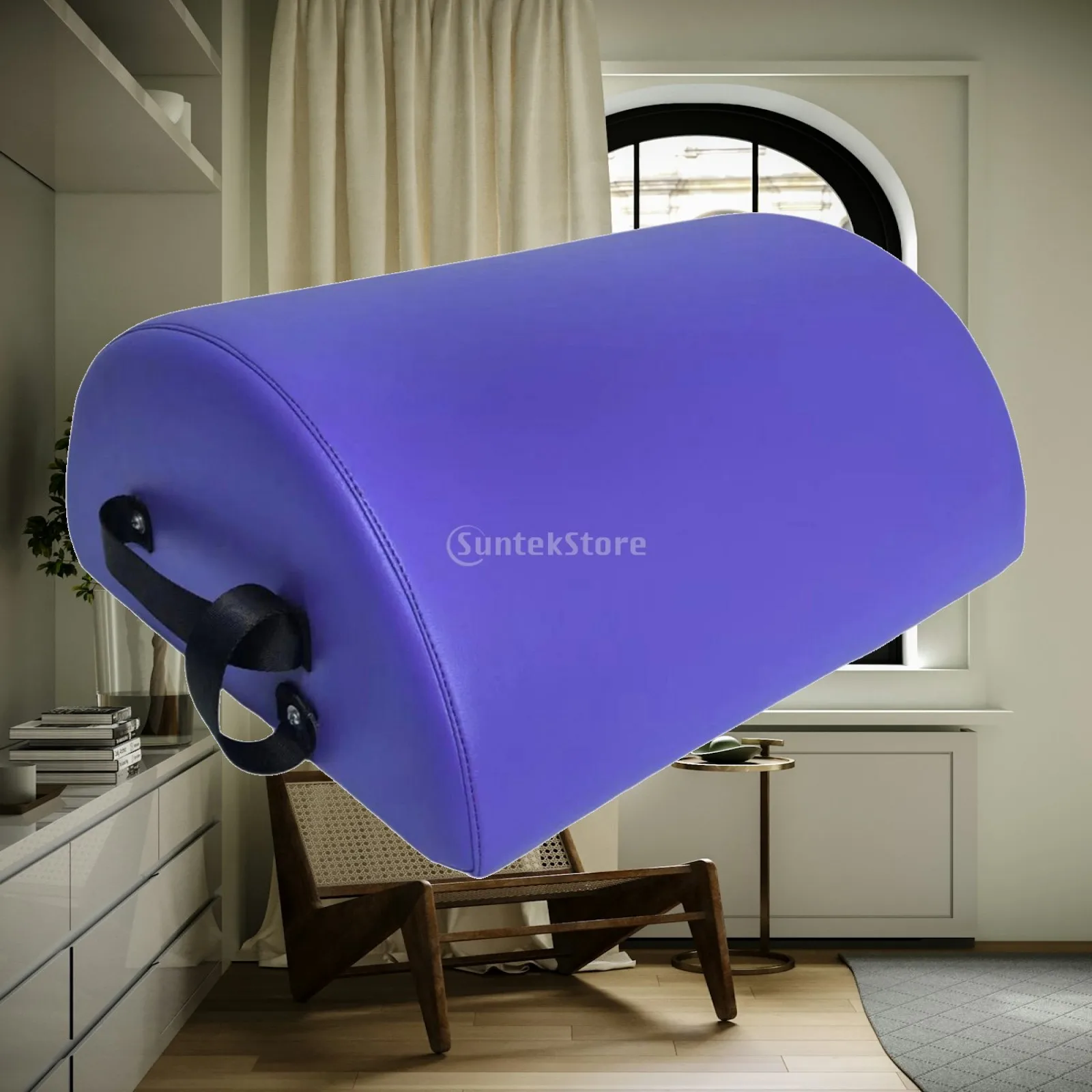 Pilates Barrel Ergonomic Arc Spine Corrector with Canvas Handles for Home Practice Office Fitness