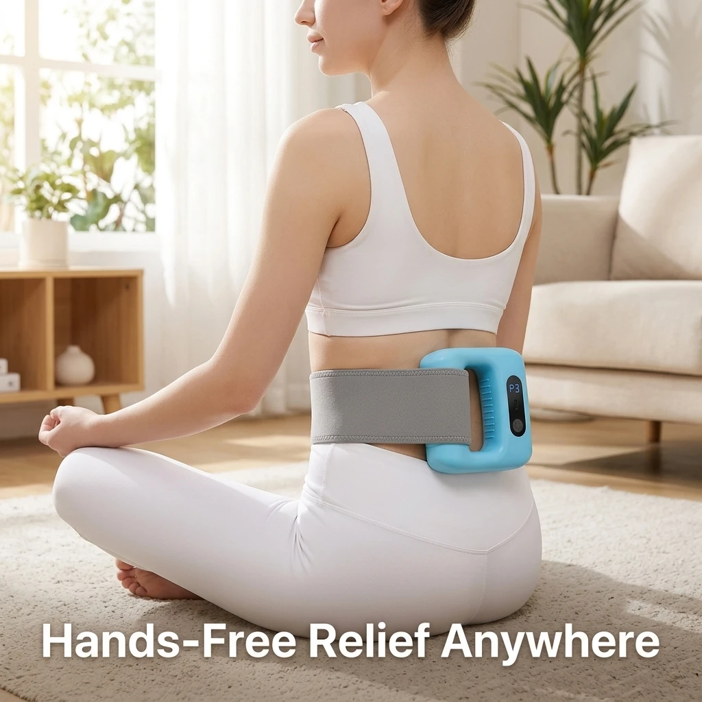Electric Fascia Ring Massager Mini Portable Vibrating Muscle Gun for Neck Shoulder Waist with 5-Speed LCD Screen