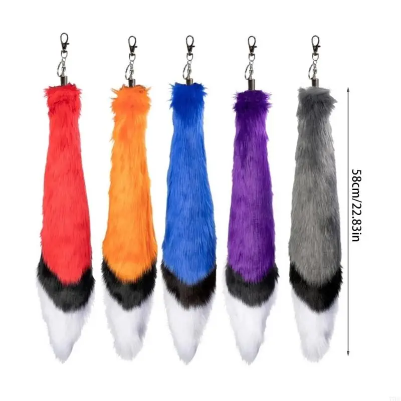 77HE Tail Keychain Wolf Tail Keyring Cosplays Toy Foxes Costume Bag Ackings Charm